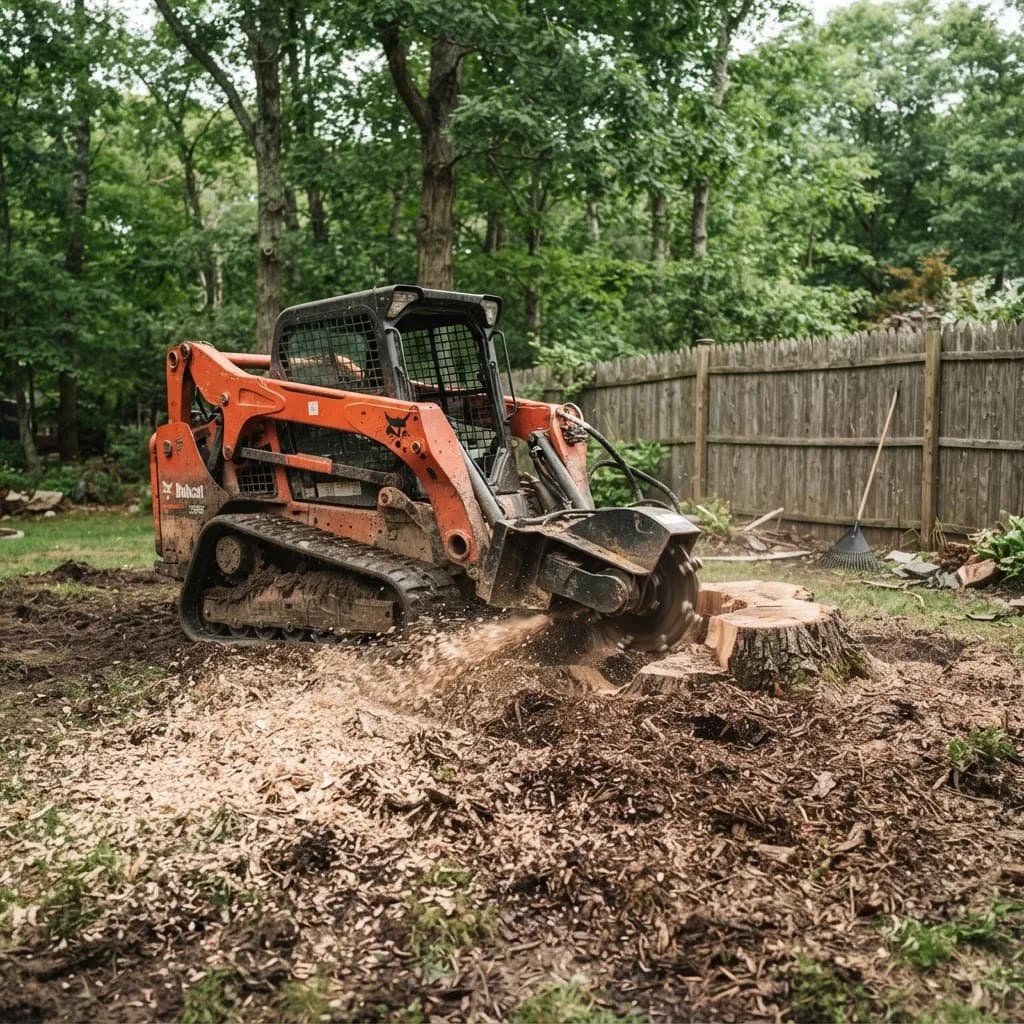Stump Grinding in Western Massachusetts — Saga Heavy Machine Co. job site